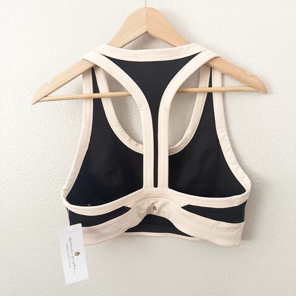 SPIRITUAL GANGSTER | Black Cream Aurora Colorblock Sports Crop Top | Size Large - Picture 5 of 7